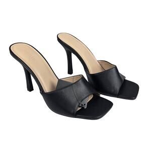 FOREVER 21 WOMEN'S BLACK SQUARE TOE 4" HIGH HEEL MULES - SIZE 9 - NWT